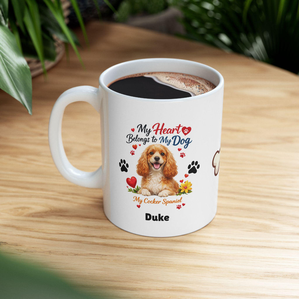 Personalized Cocker Spaniel Mug, My Heart Belongs To My Dog