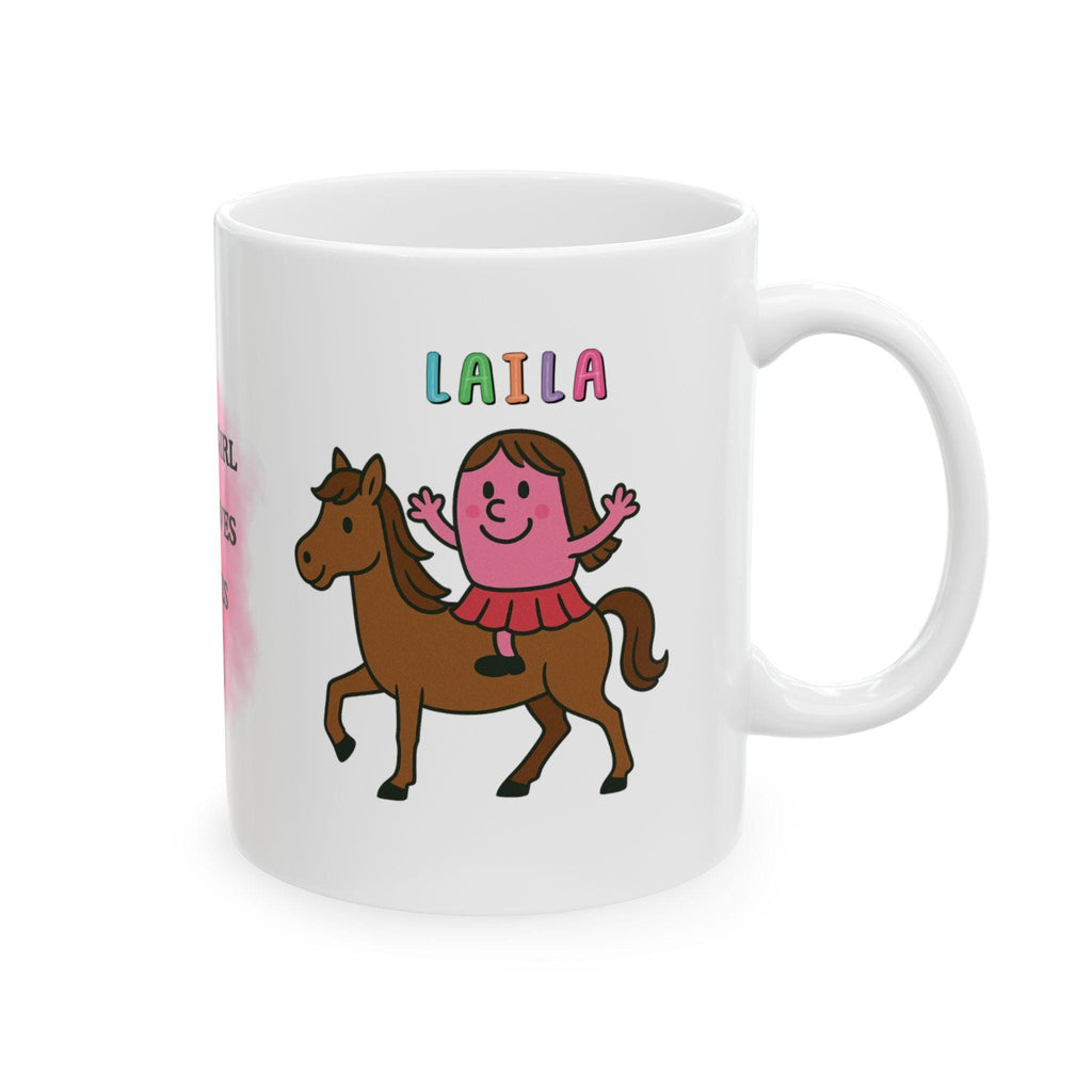Personalised Horse Lover Mug, Girl Riding Horse Illustration