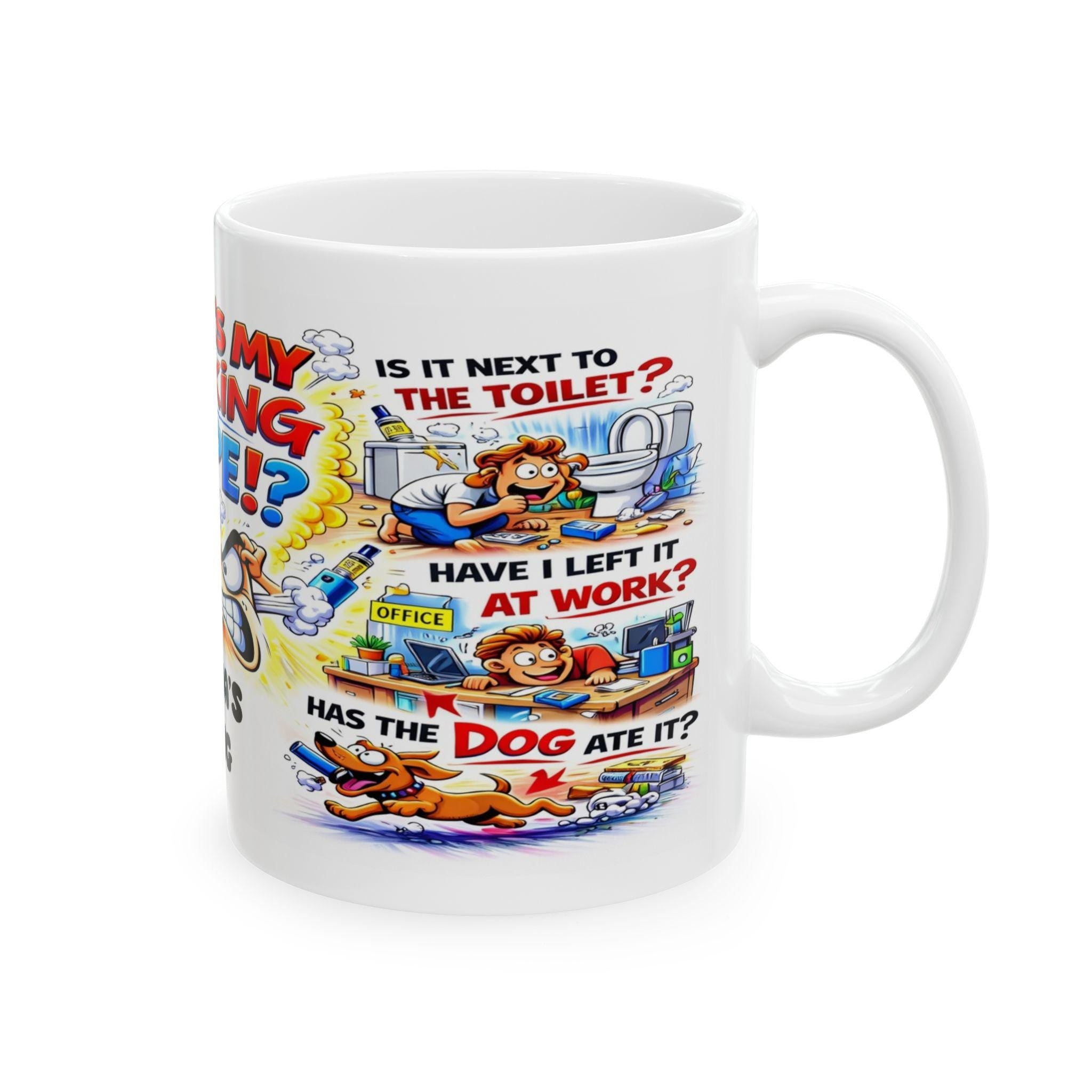 Personalised Where's my fucking vape, mug, Christmas, birthday, fun, lost, missing, him, her, swearing