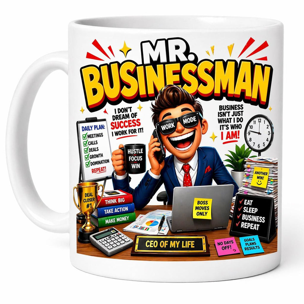 Mr Business Man Workaholic Personalised Funny Mug Boss Gif Cup