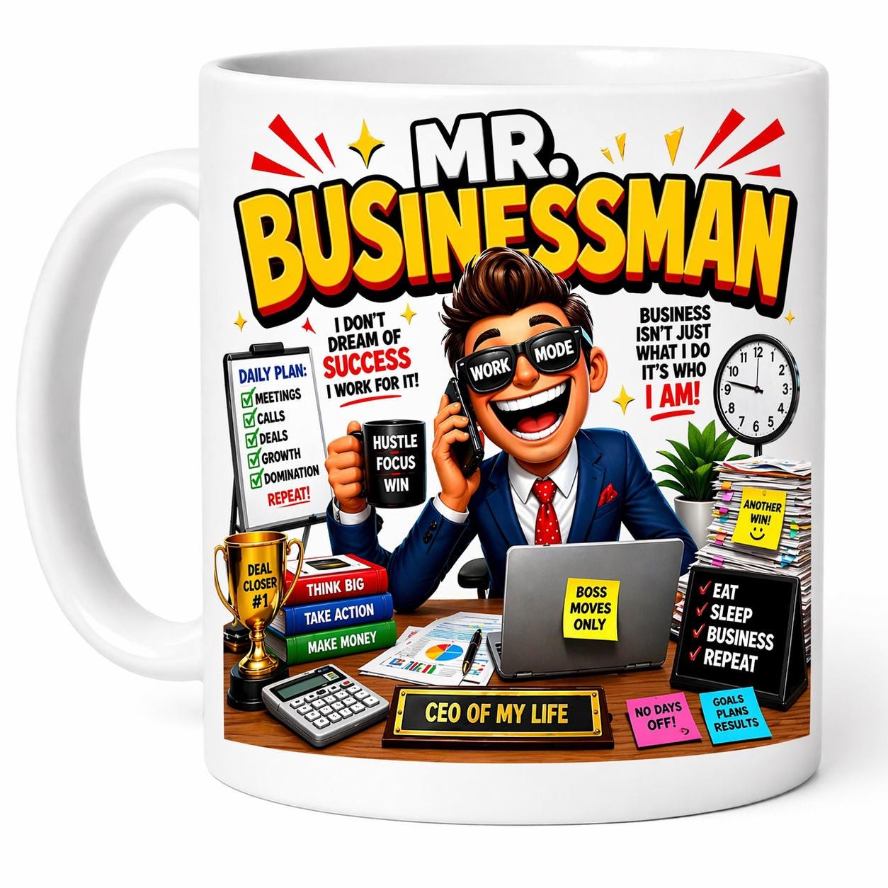 Mr Business Man Workaholic Personalised Funny Mug Boss Gif Cup