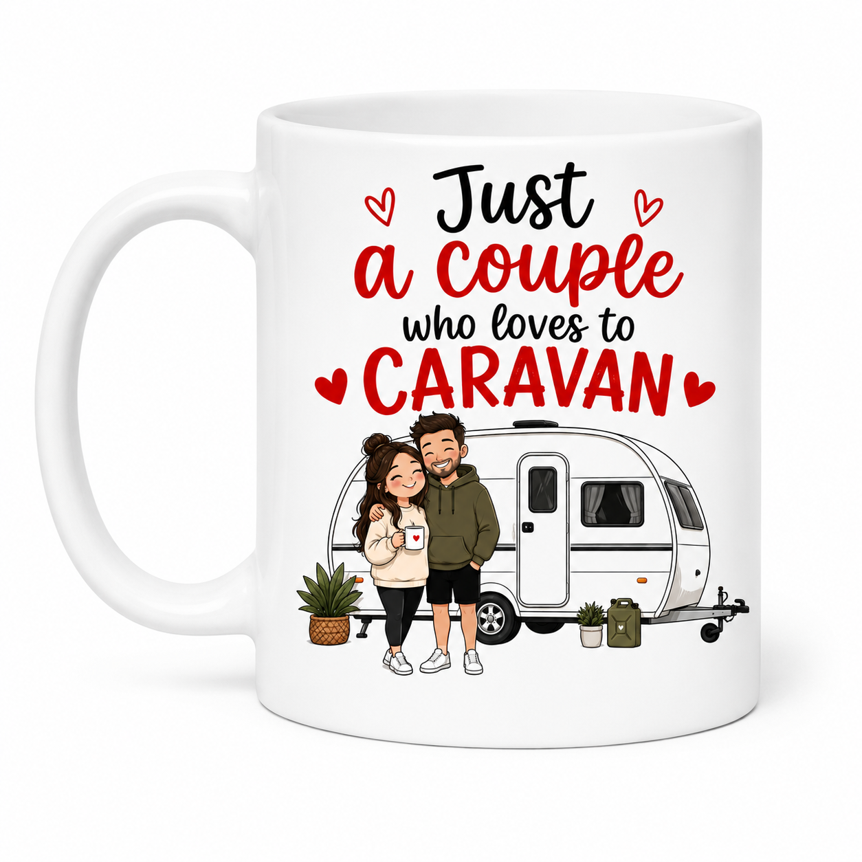 Personalised Funny Caravan Couple Mug – Static Caravan or Touring Caravan Design – Gift for Caravan Lovers – Camping Couple Coffee Mug – UK Made Ceramic Mug 11oz