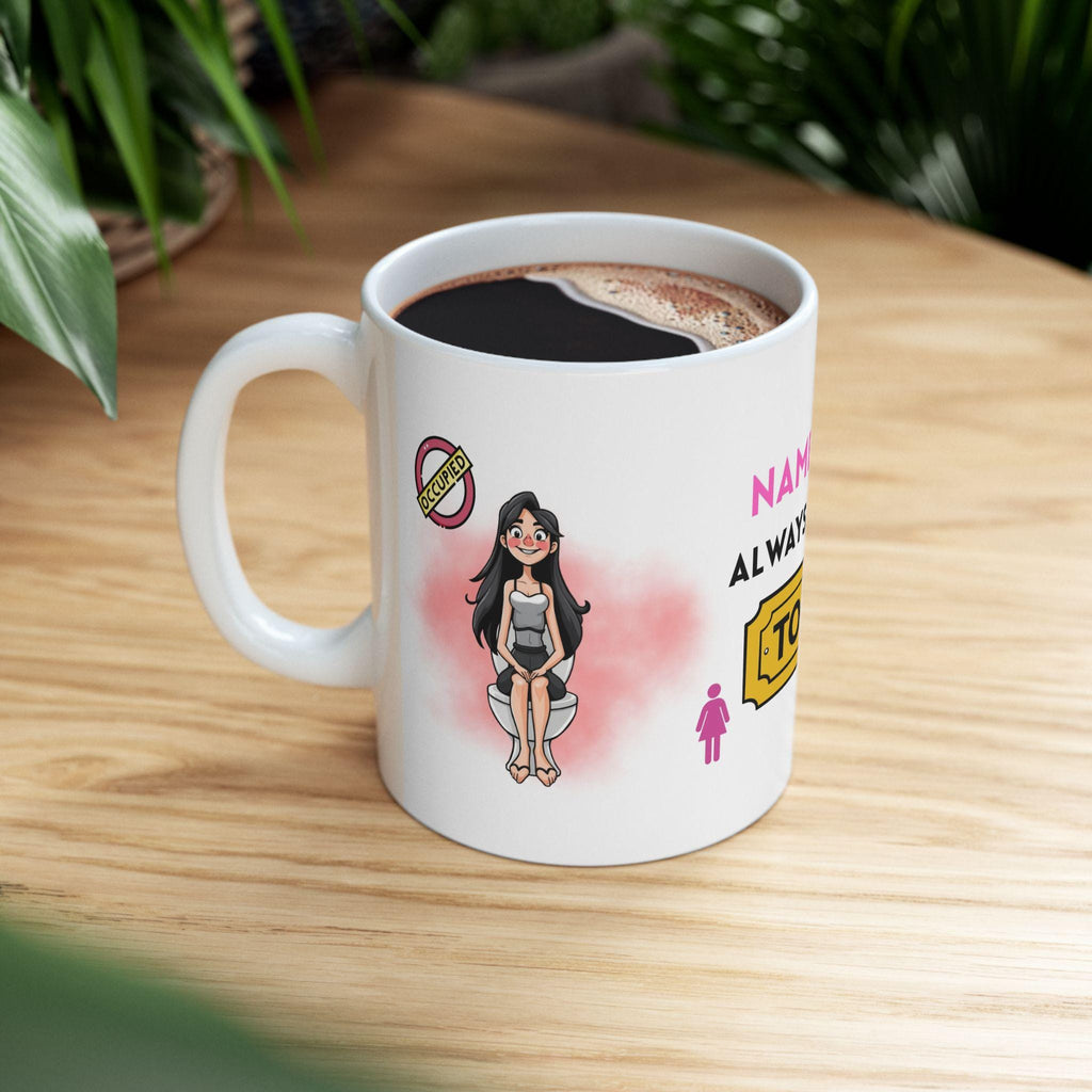 Personalised Cartoon Toilet Mug, Funny Secret Santa Gift