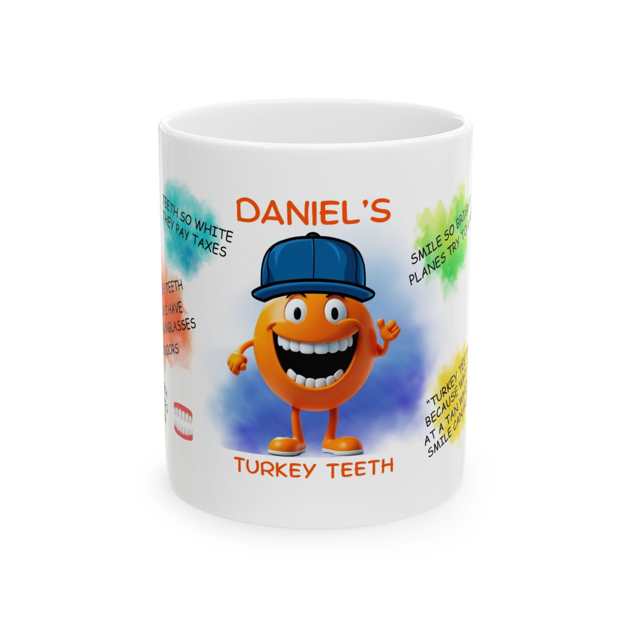 Personalised Turkey Teeth Jokes Mug, Funny Banter Gift