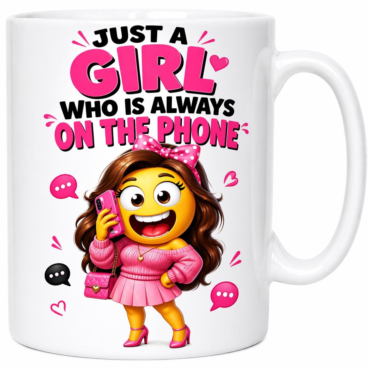 Personalised Funny Just A Girl Who Is Always On The Phone Lover Mug, Girl, Mrs, Miss. 11oz Ceramic