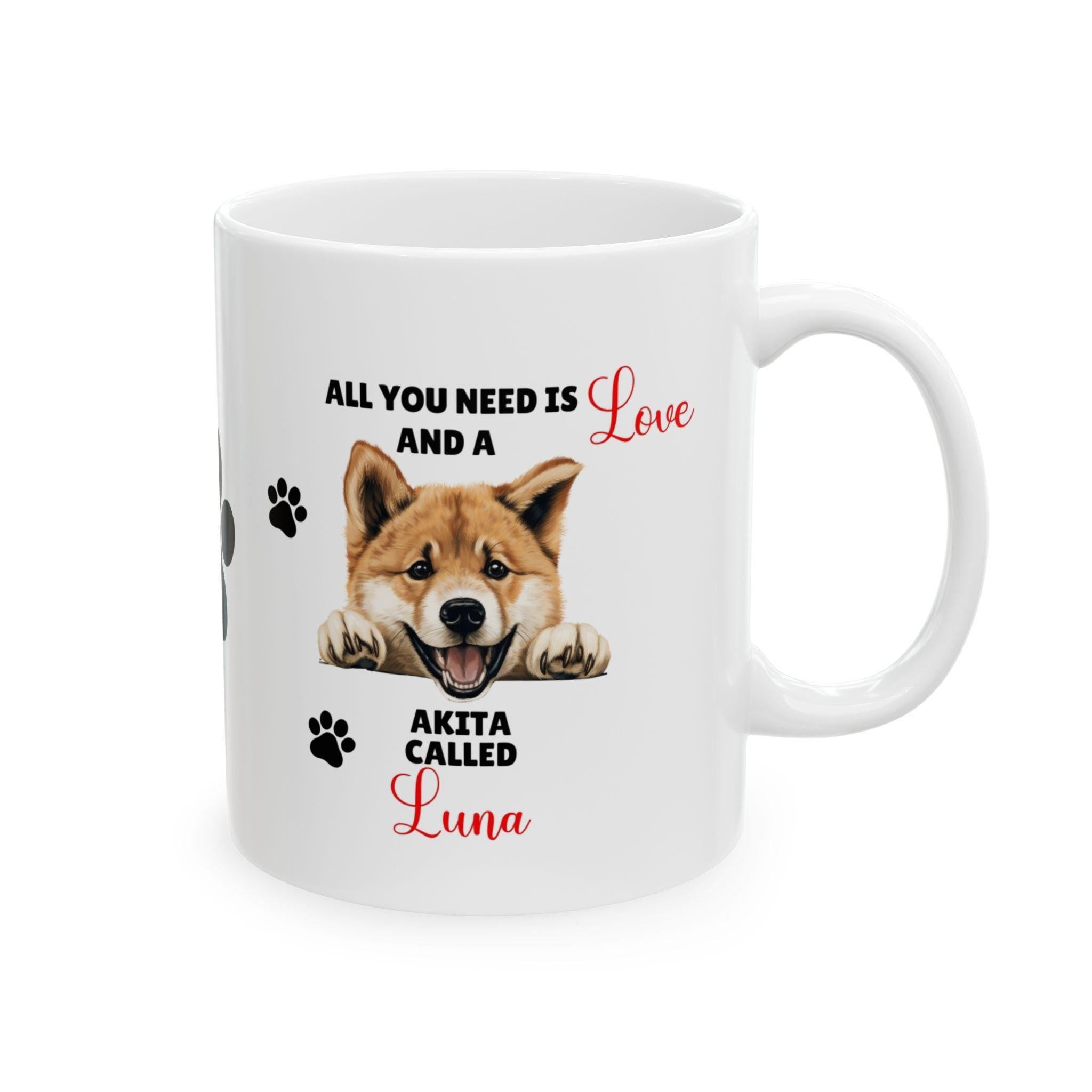 Personalised Akita Mug: Dog Lover Gift, 11oz Ceramic Coffee Cup Drinkware
