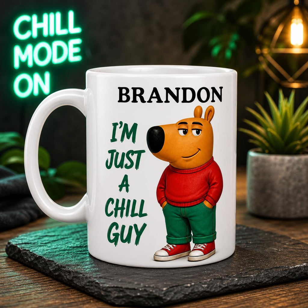 Personalised Chill Guy Mug, Funny Cartoon Gift, 11oz Ceramic