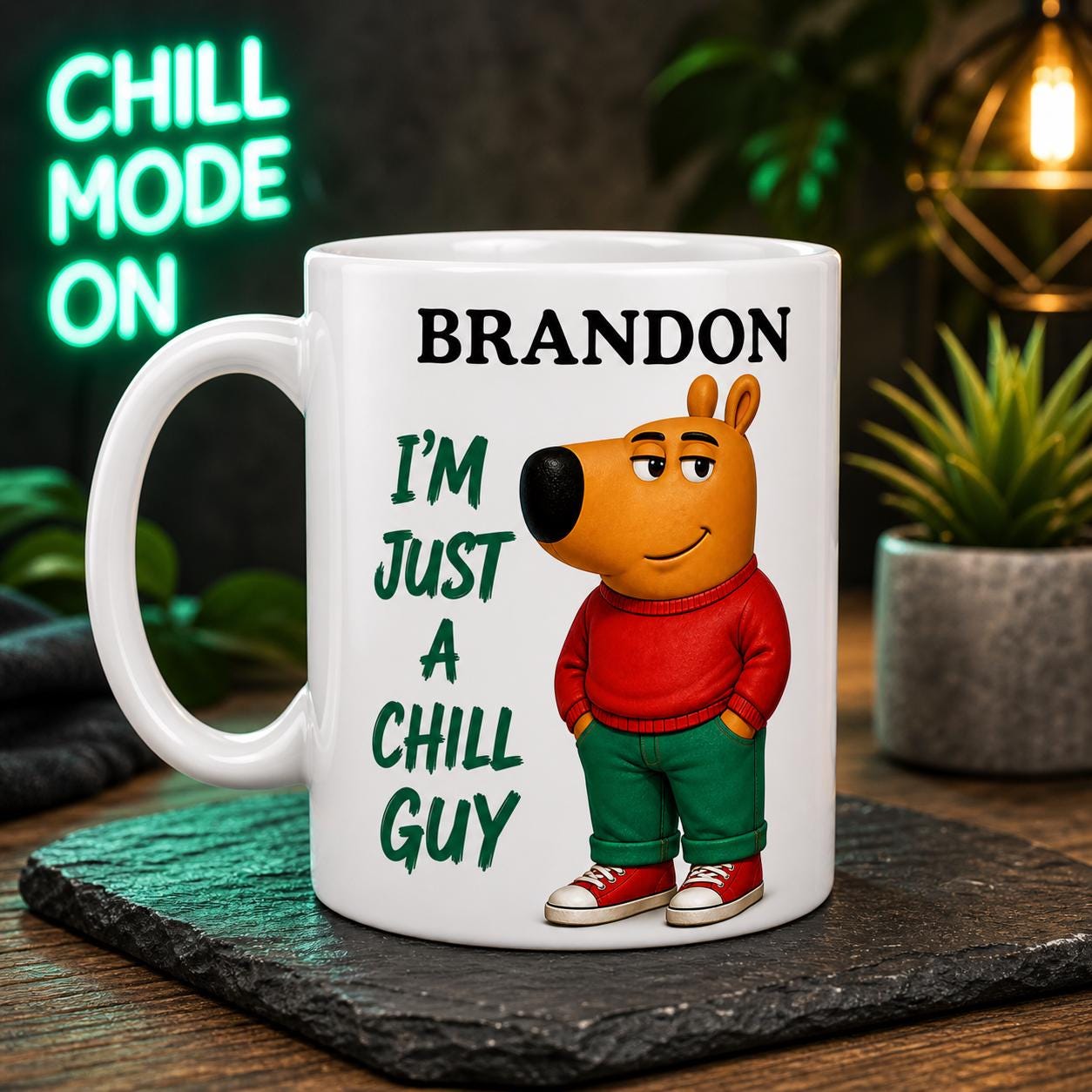 Personalised Chill Guy Mug, Funny Cartoon Gift, 11oz Ceramic