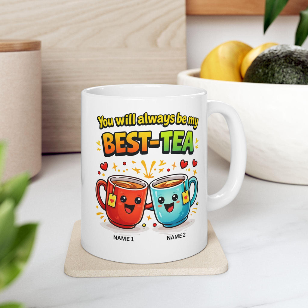 Personalised Bestie Tea Mug: Funny Friendship Gift, Ceramic Coffee Cup, Best Friends, 11oz