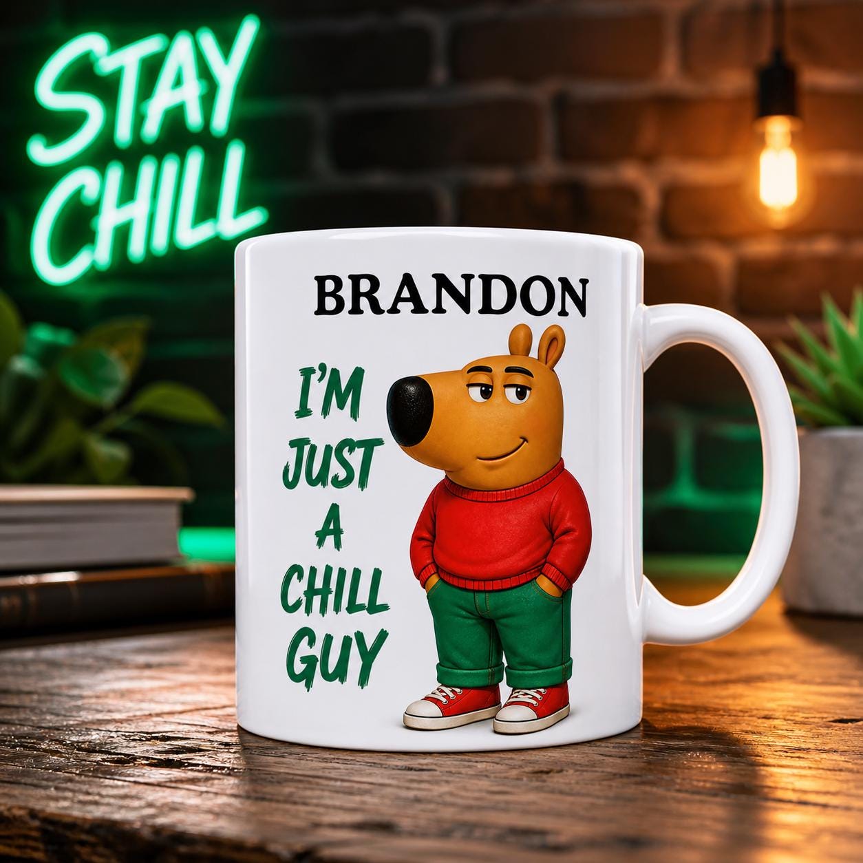 Personalised Chill Guy Mug, Funny Cartoon Gift, 11oz Ceramic