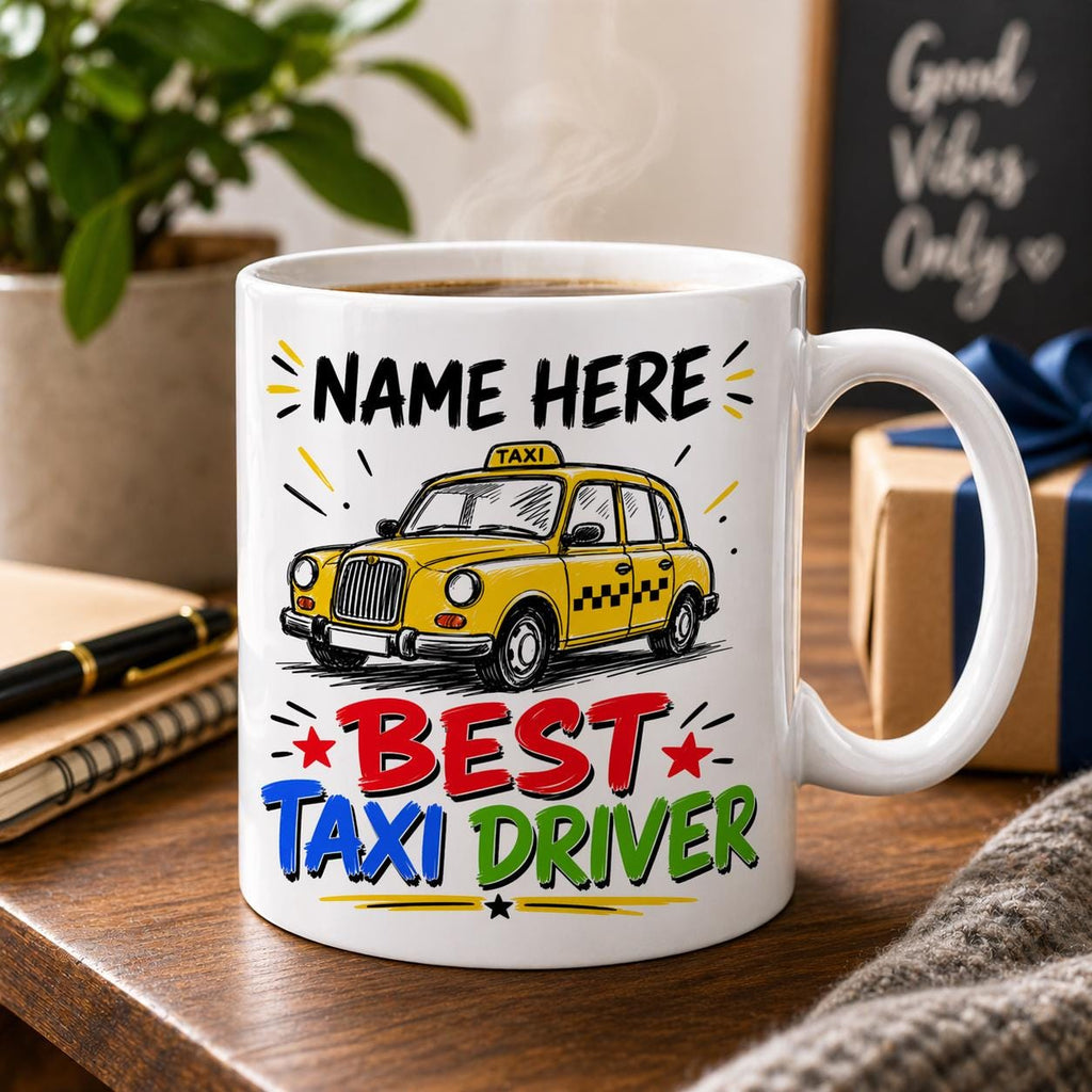 Mug, Taxi driver, Driver, Cab, Novelty, Gift, Work, Fun, Cup, Ceramic, Coffee, Cabby, personalised