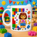 Lego themed personalised mug, 11oz, building blocks, colourful, her.