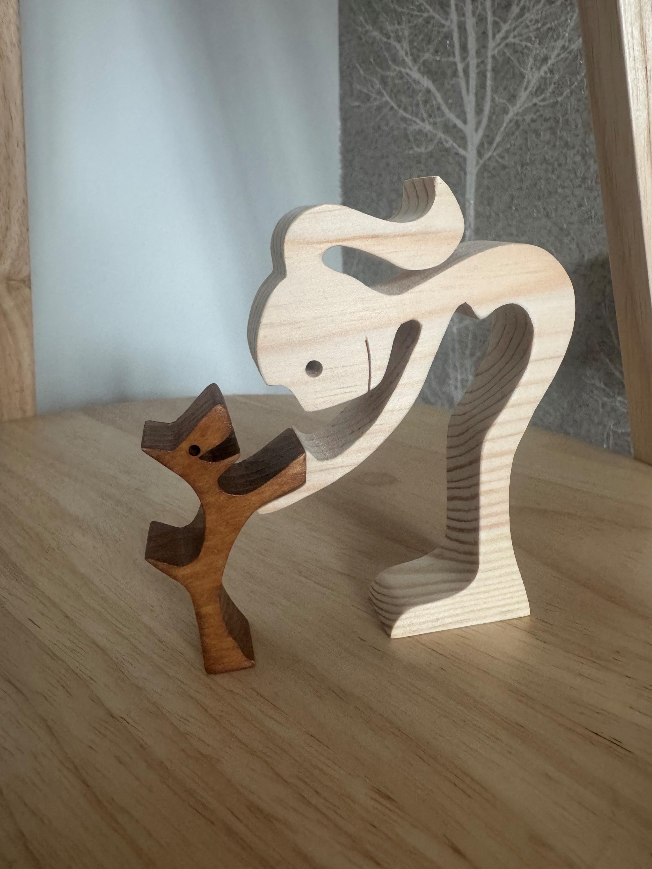 woman and dog, Wooden sculpture, Hand made,  Craftmanship, Animal, Dog, Unique