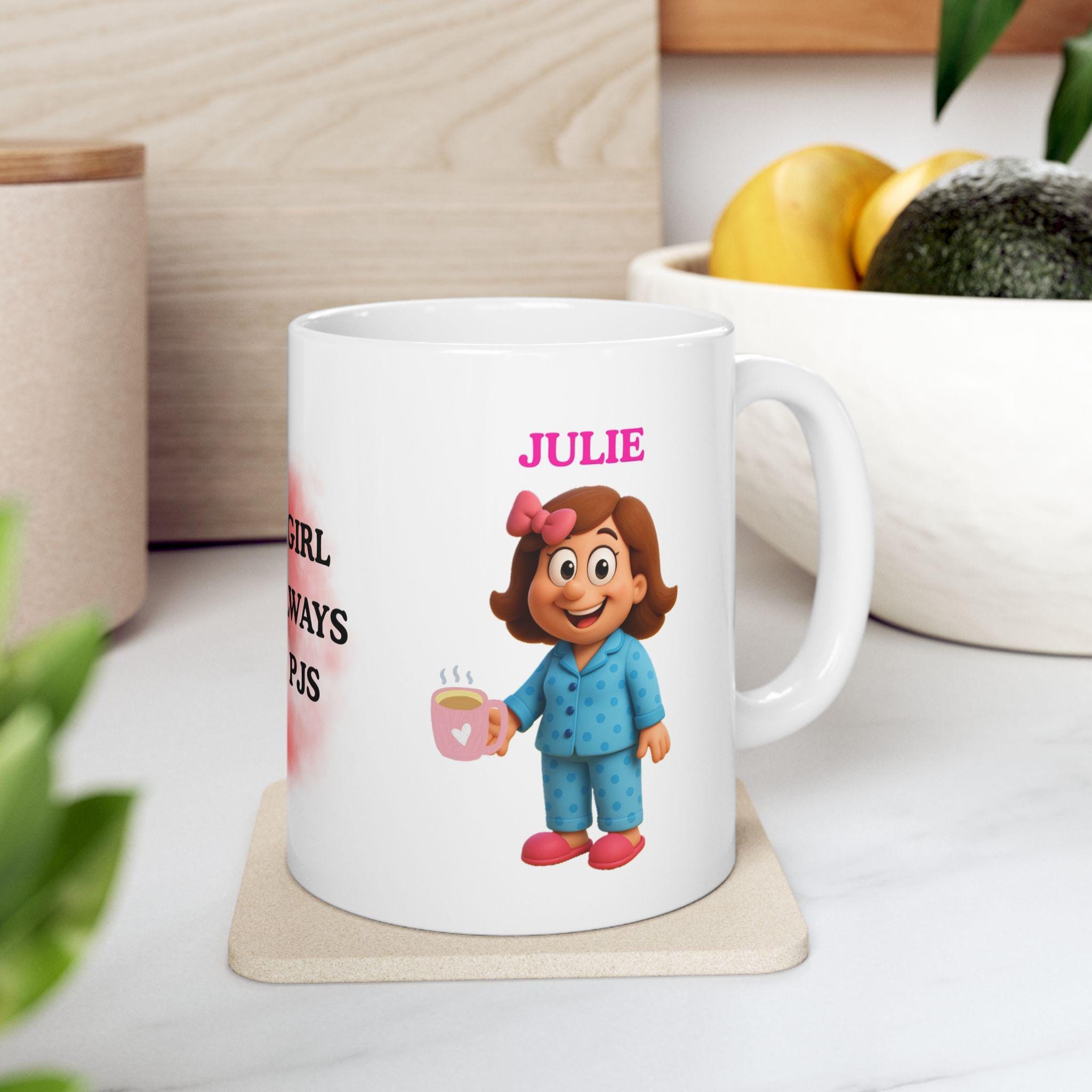 Just a girl who's always in her pjs, personalised, gift, nightwear.