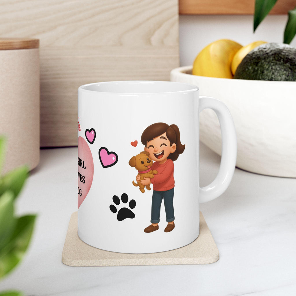 Personalized Dog Lover Mug, Girl and Dog Coffee Cup, 11oz Beverage Gift