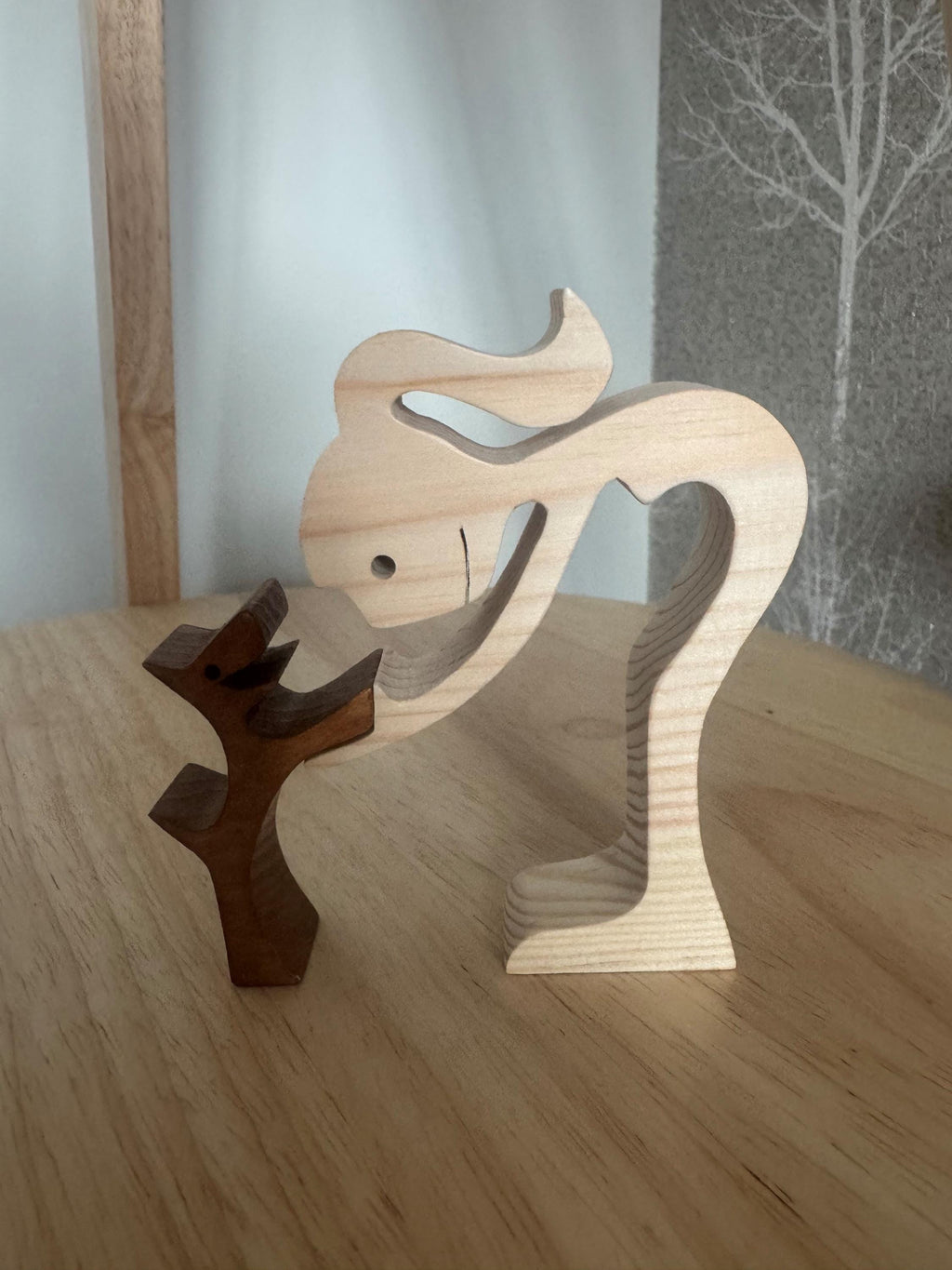woman and dog, Wooden sculpture, Hand made,  Craftmanship, Animal, Dog, Unique