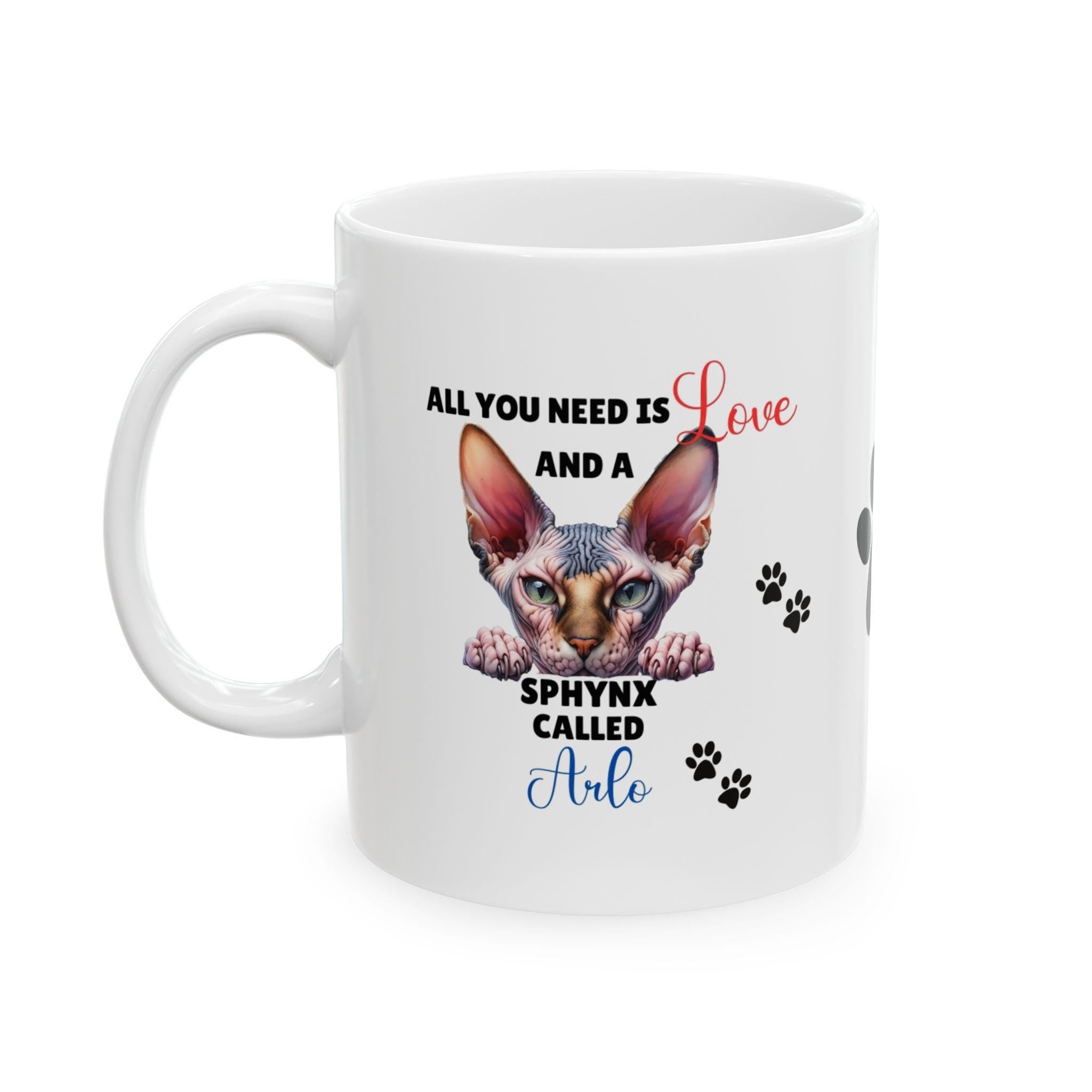 Sphynx cat, Cute, Mug, Gift, Birthday, Paw, Lovely, Personalised, cat lover
