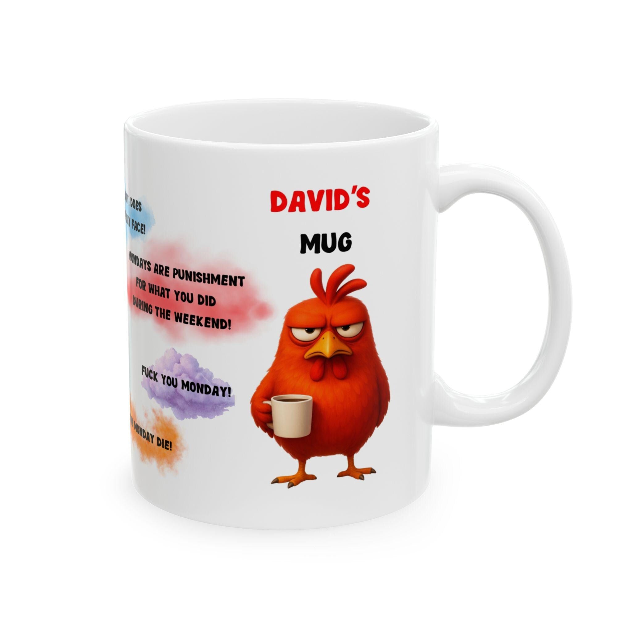 Personalised hate Monday mug quotes, gift, Christmas, Birthday,