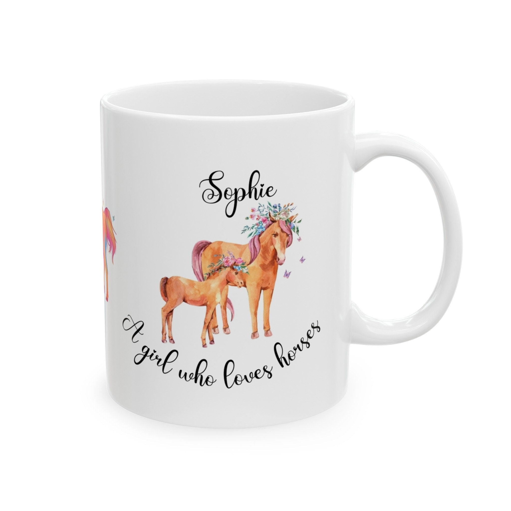 Personalized Horses Ceramic Coffee Mug, Horse Lover Gift