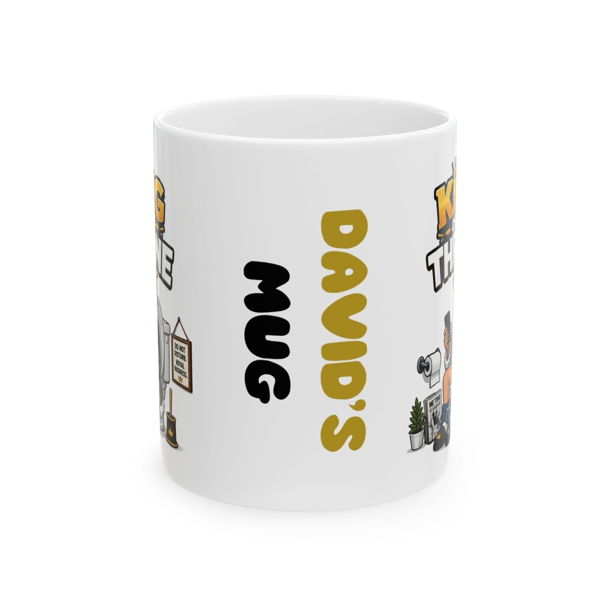 King of the Throne Funny Mug, Personalized Toilet Humor Cup (11oz Ceramic)