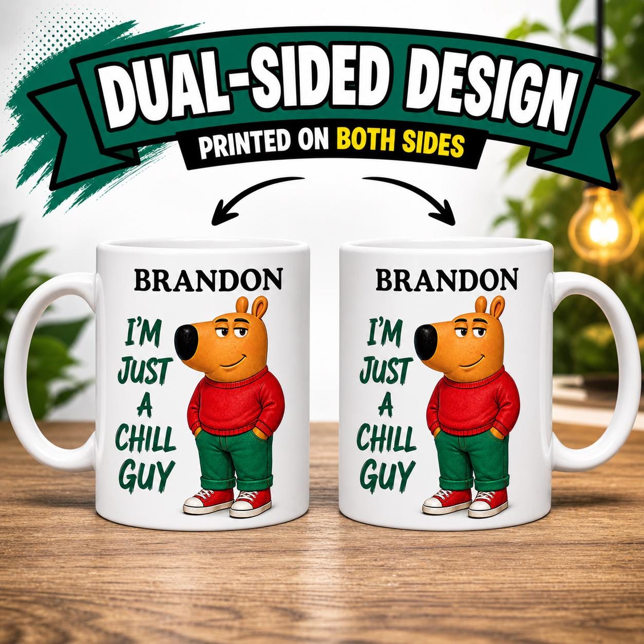 Personalised Chill Guy Mug, Funny Cartoon Gift, 11oz Ceramic