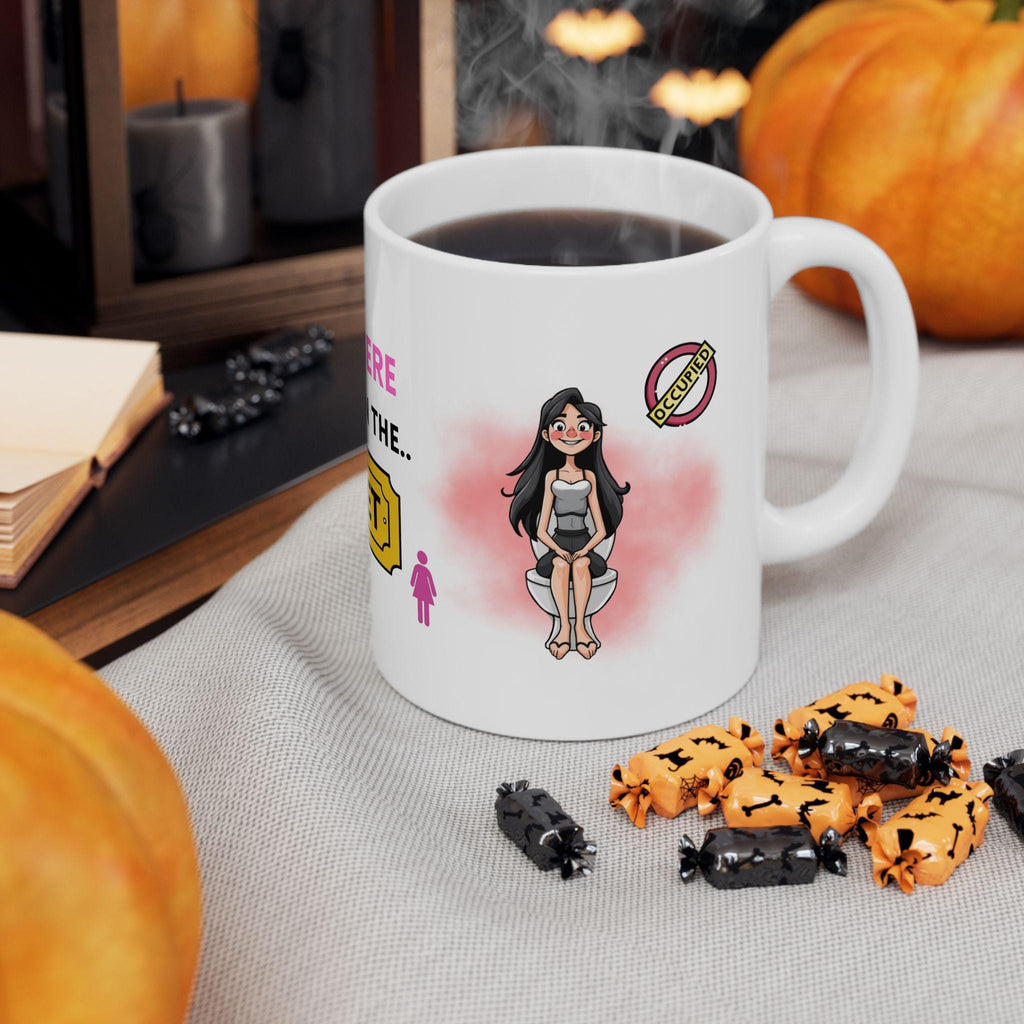 Personalised Cartoon Toilet Mug, Funny Secret Santa Gift