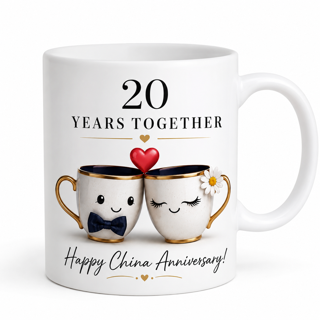 20 years anniversary mug, 11oz, China, romantic, lovely gift.
