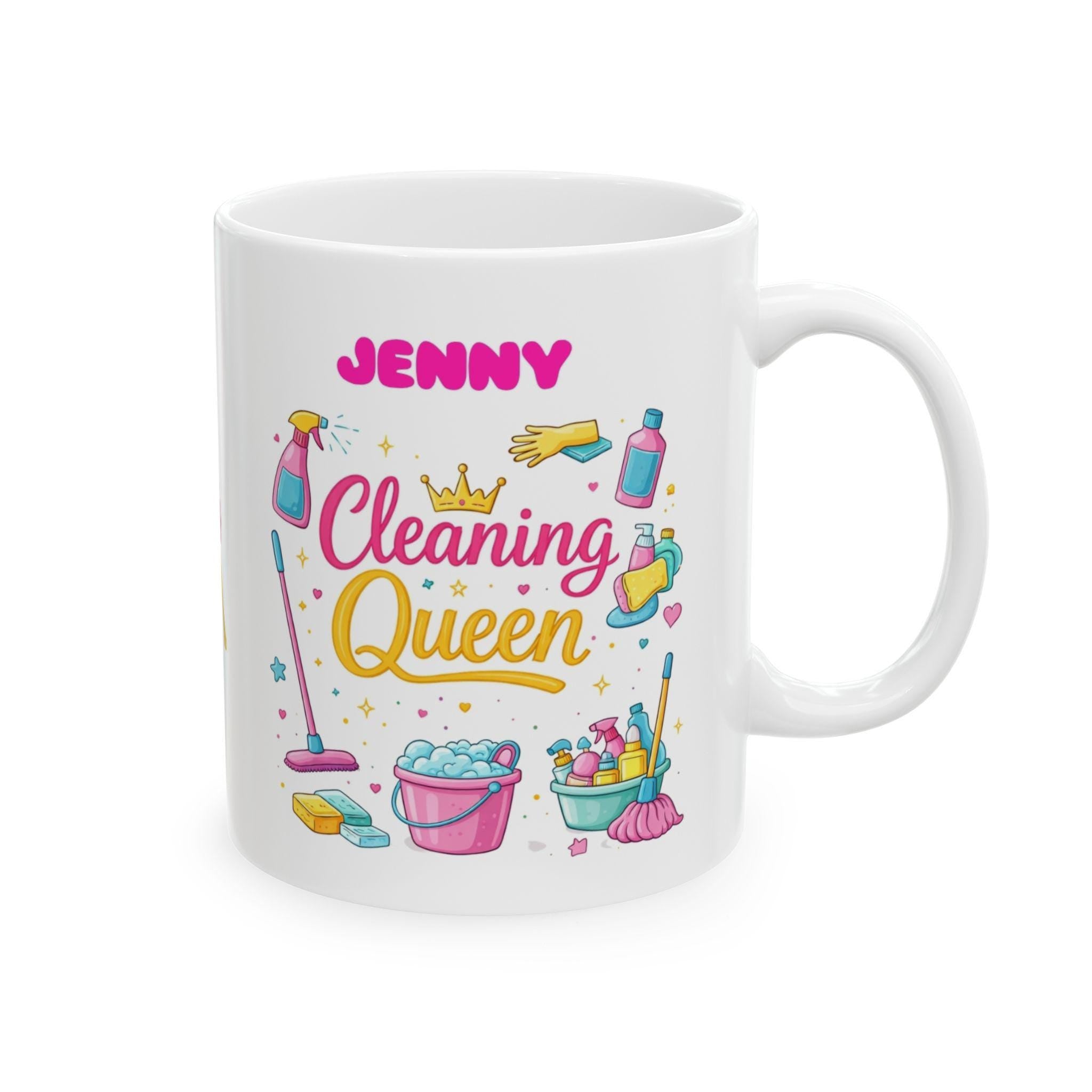 Cleaning Queen , Novelty, Gift, Work, Fun, Cup, Ceramic, Coffee, Personalised, cleaning, Cleaner