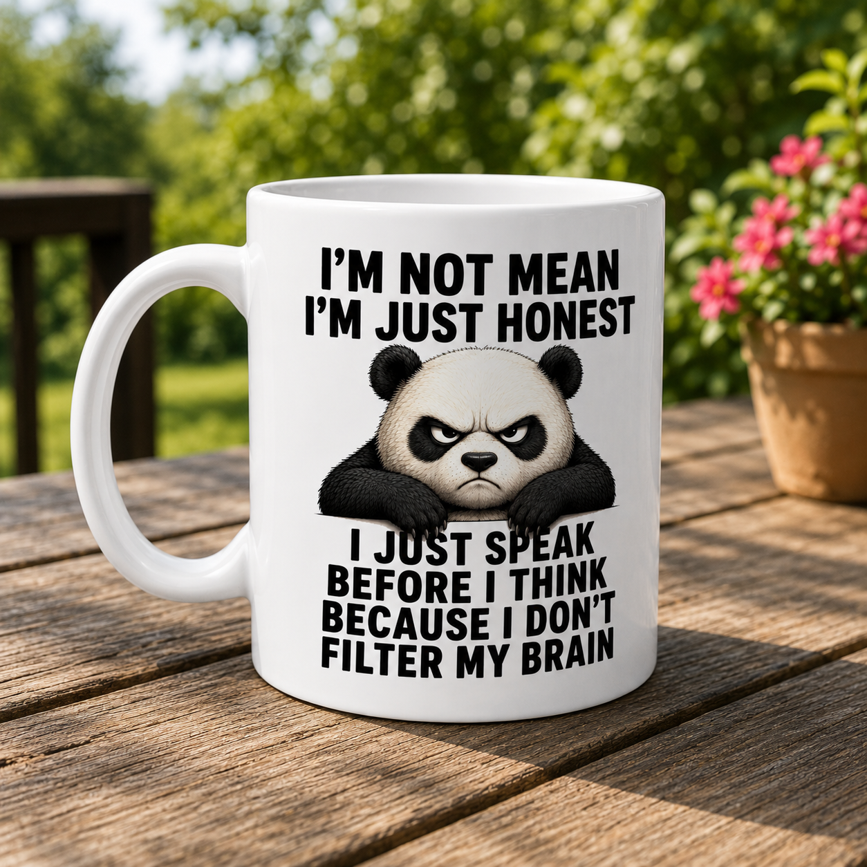 I'm not mean I'm just honest funny mug, panda sarcastic 11oz mug, angry panda, double sided design..