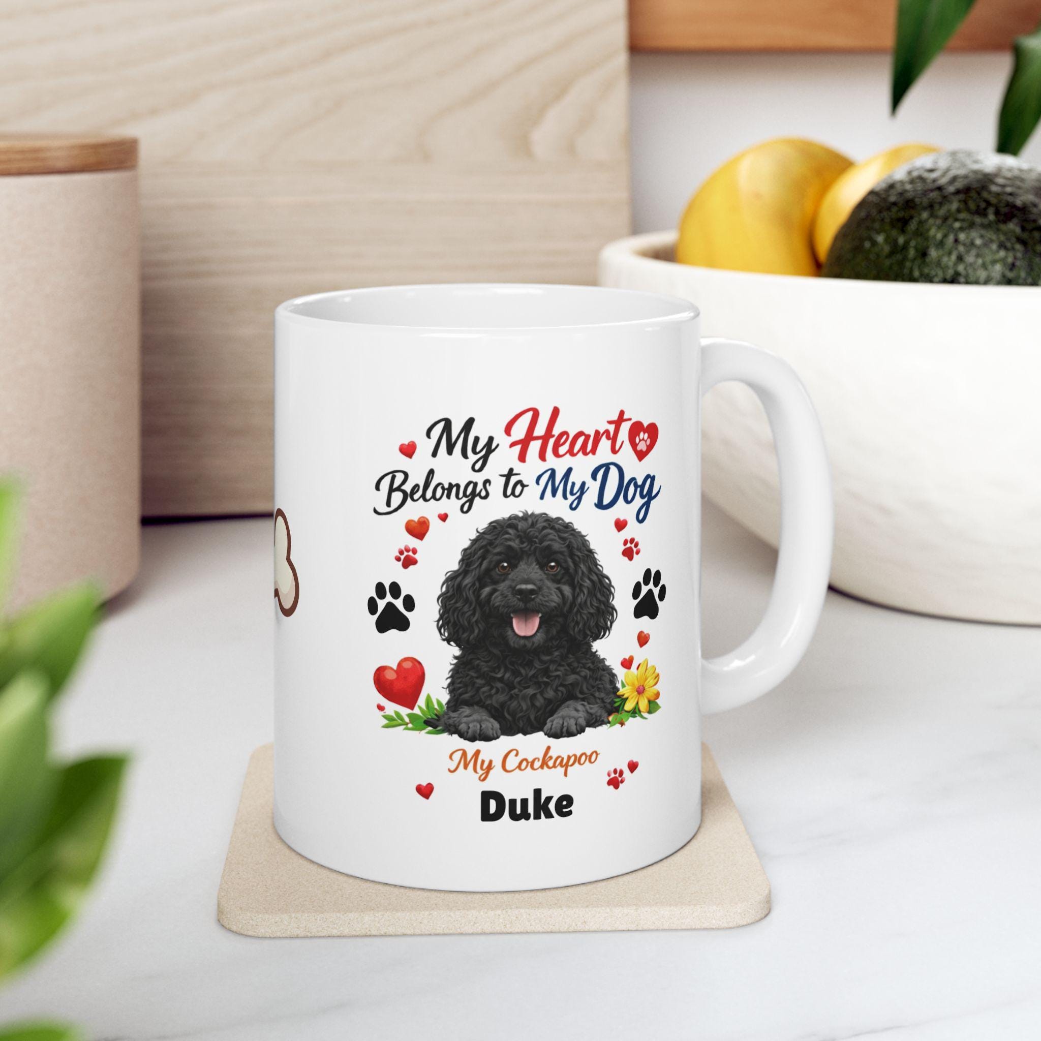 Personalised Cockapoo Dog Mug, Black Cockapoo Lover Gift