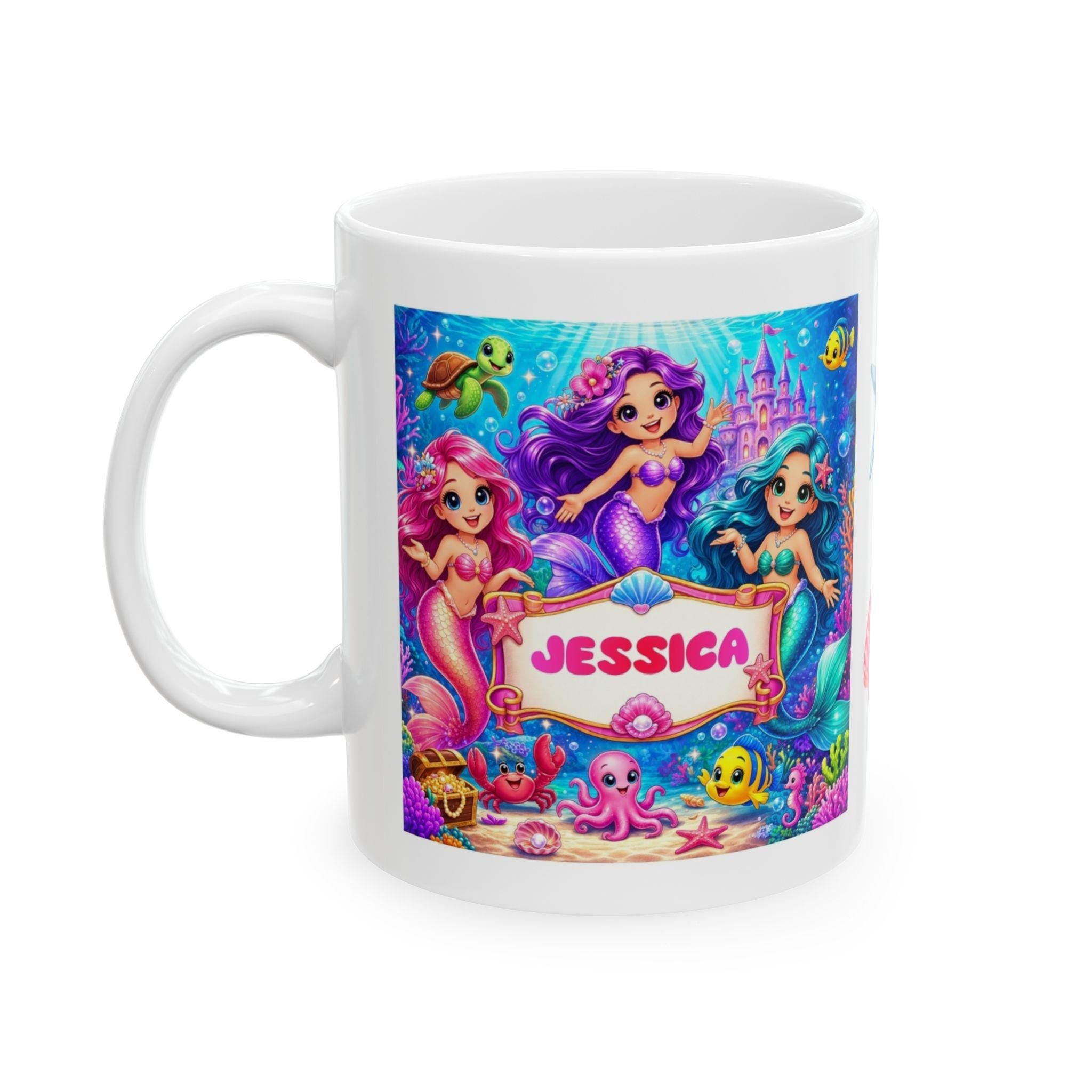 Personalised Children's Mermaid Mug, 11oz Ceramic, Boy, Girl, Sea, Ocean