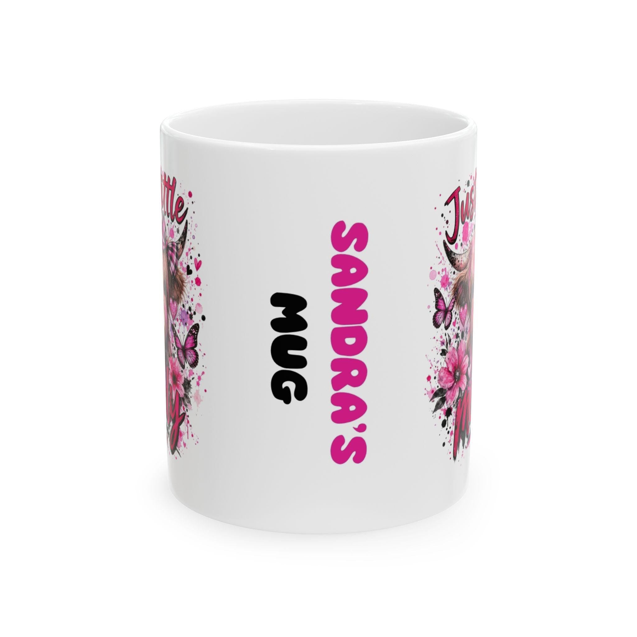 Personalised Just a little moody, Highland cow, pink, pretty.