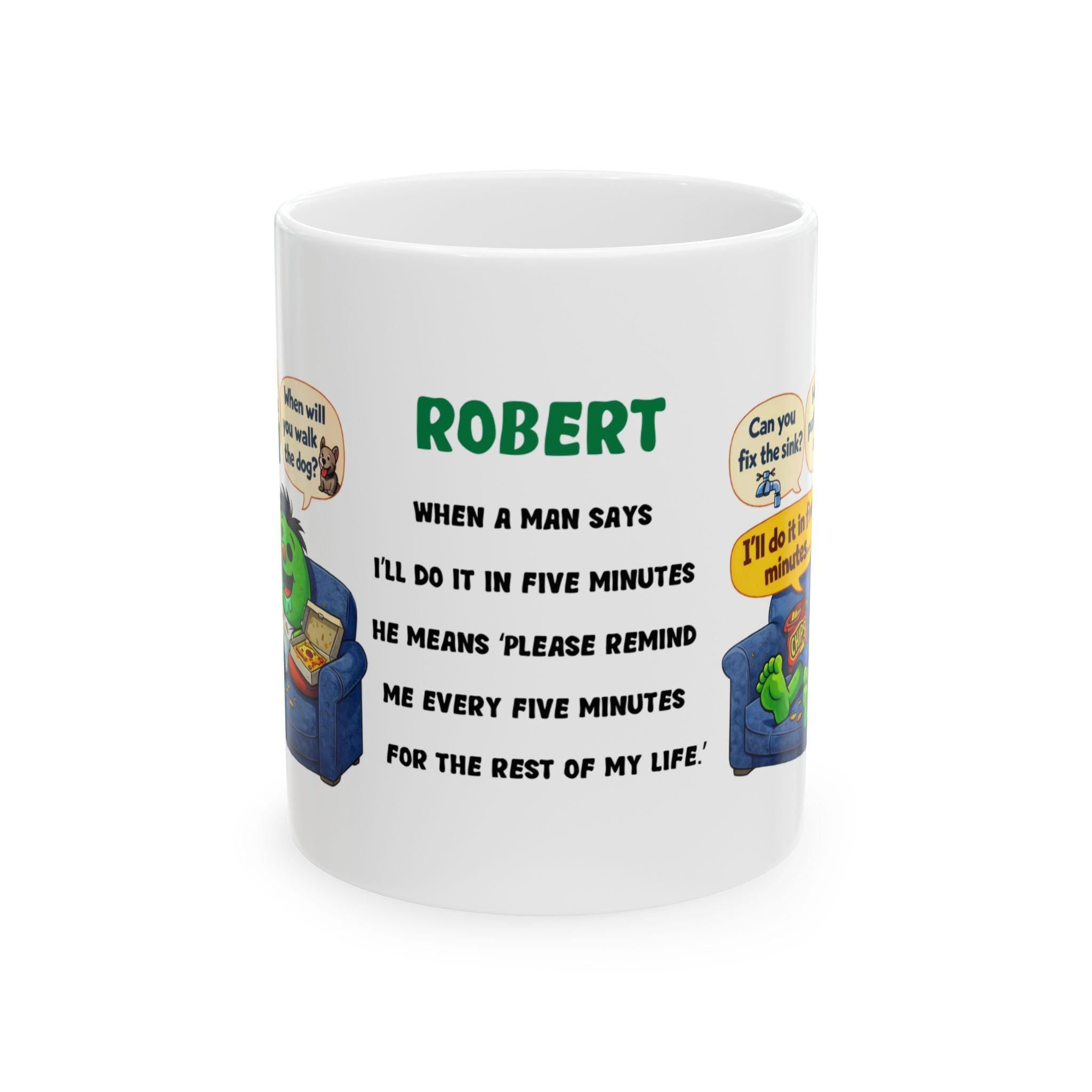 Mr i'll do it in five minutes mug, personalised, Husband, Partner, Him, Funny, Banter