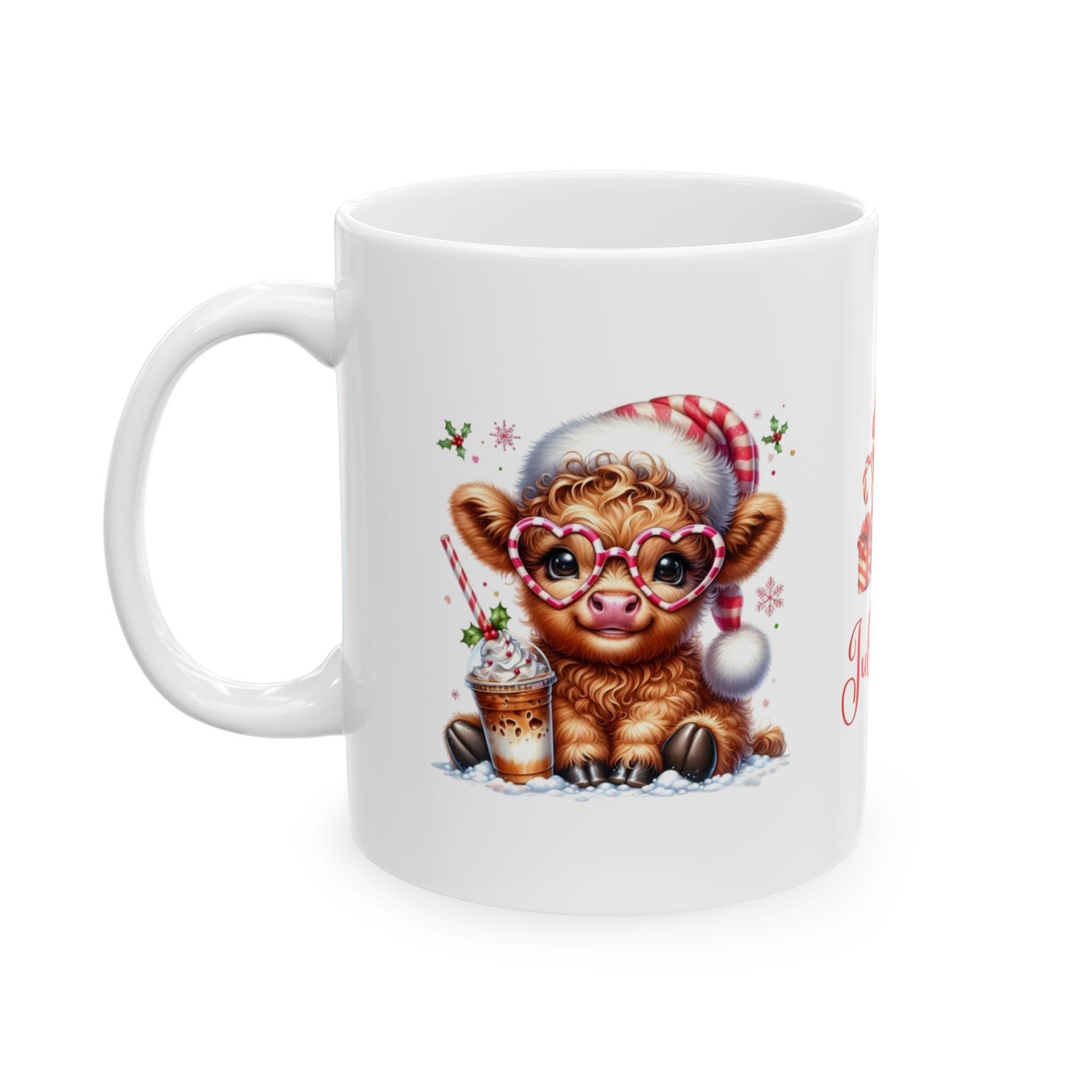 Personalised Highland Cow Christmas Mug, Secret Santa Gift