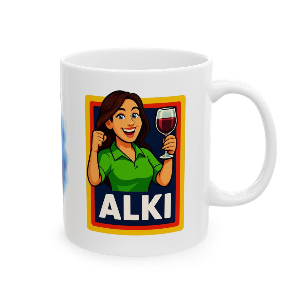 Personalised Alki Alcohol Alcoholic Mug, Funny, Her, Miss, Secret Santa, 11oz Ceramic cup