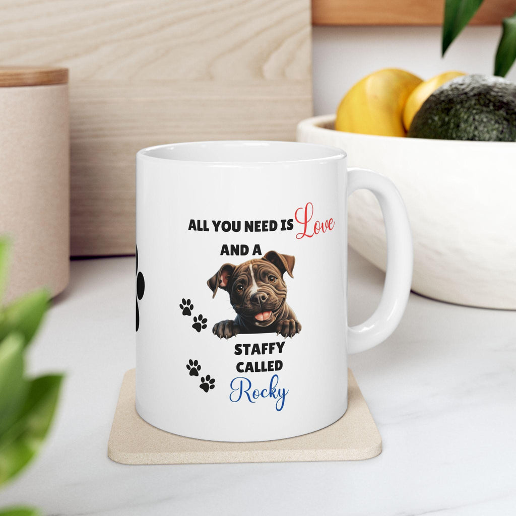 Personalised Staffy Mug: Dog Lover Gift