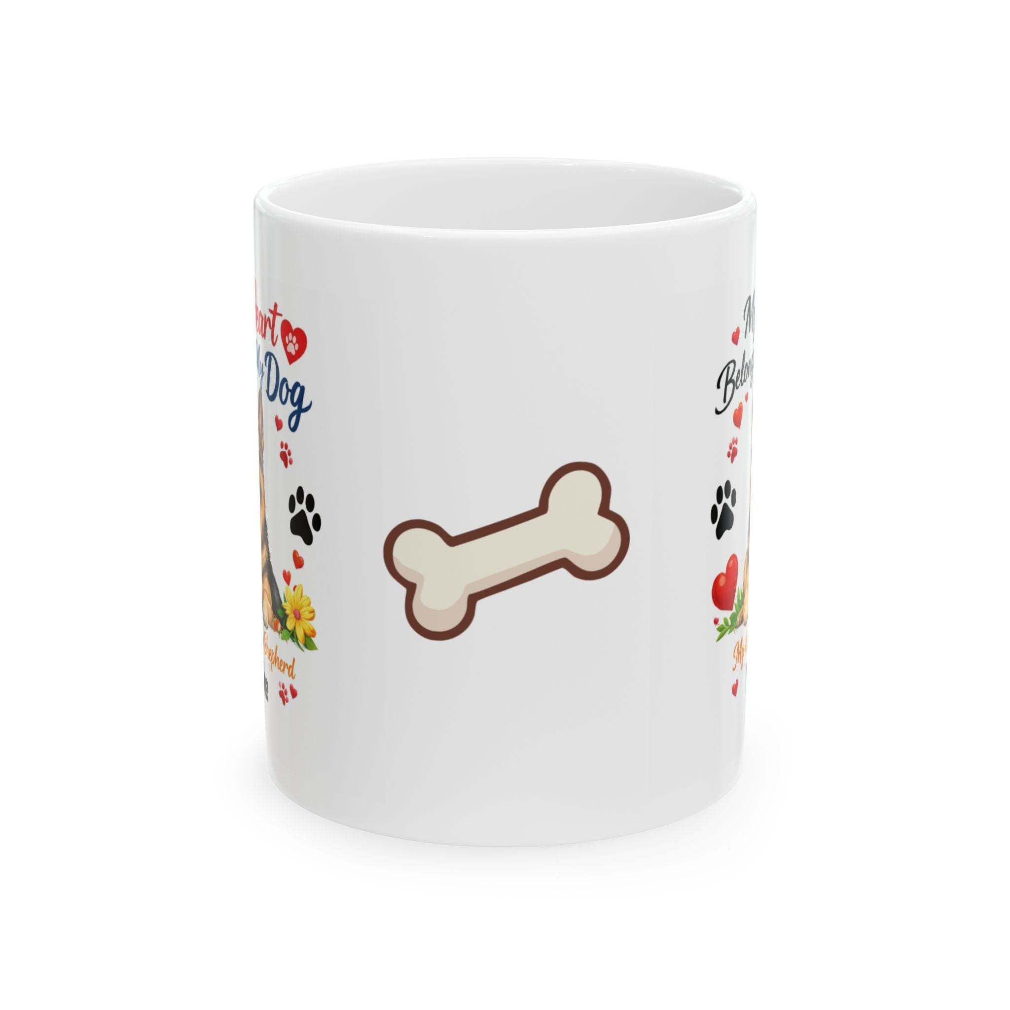 Personalised German Shepherd Dog Mug, Heart Belongs To My Dog Coffee Cup