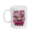 Personalised Just a little moody, Highland cow, pink, pretty.