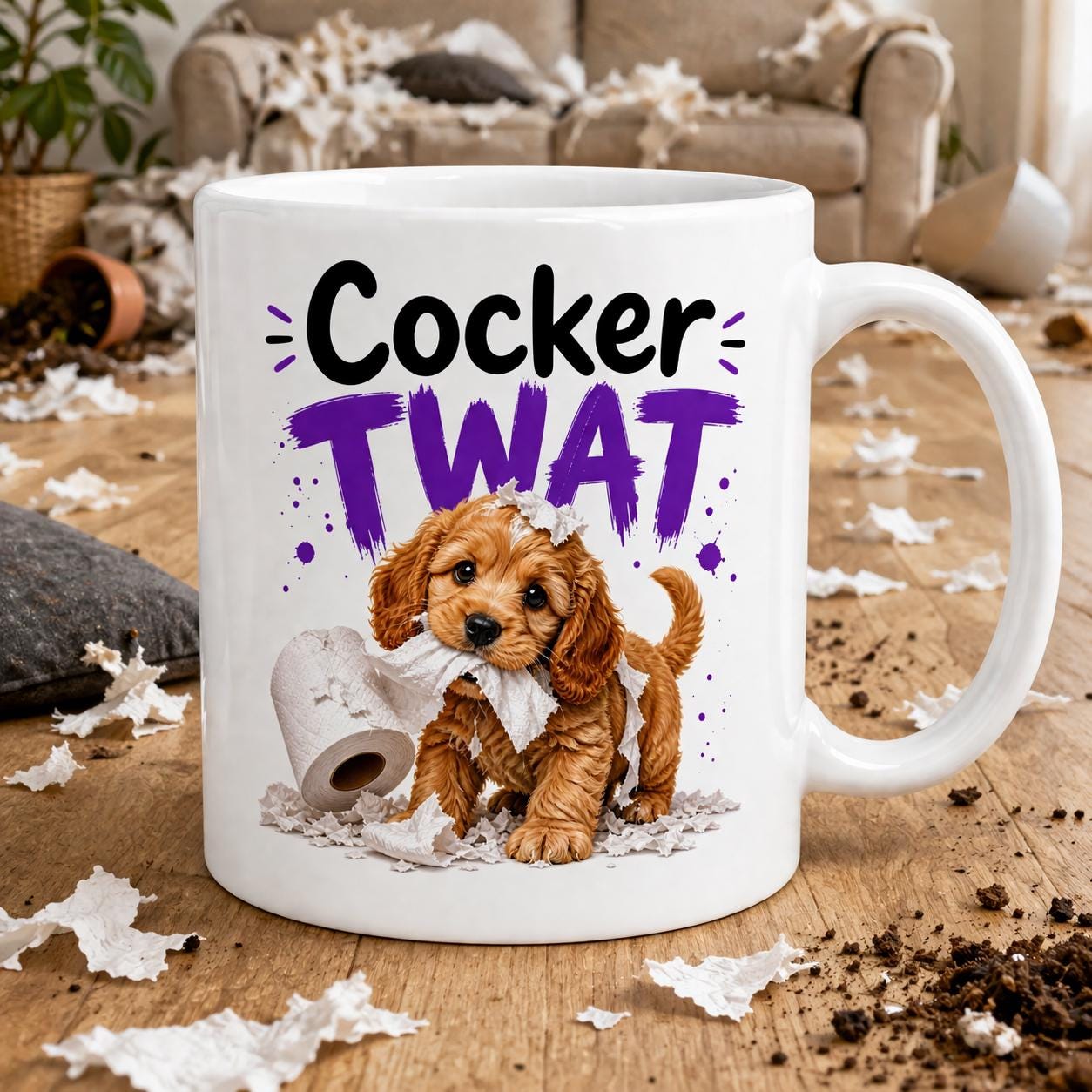 Cocker twat mug, funny dog mug, naughty dog, Cocker spaniel, Cockerpoo, 11oz.