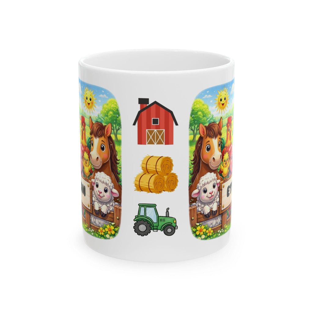 Personalised Children's Farm Animal Mug, 11oz Ceramic, Boy, Girl, Colourful