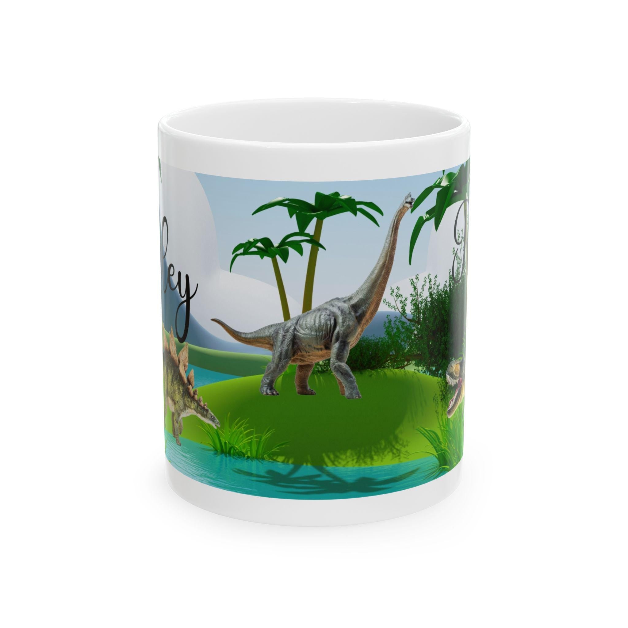 Child's personalised dinosaur, fantasy, Christmas, Birthday, gift, present, child, Unique, pretty 11oz Ceramic Coffee Cup Drinkware