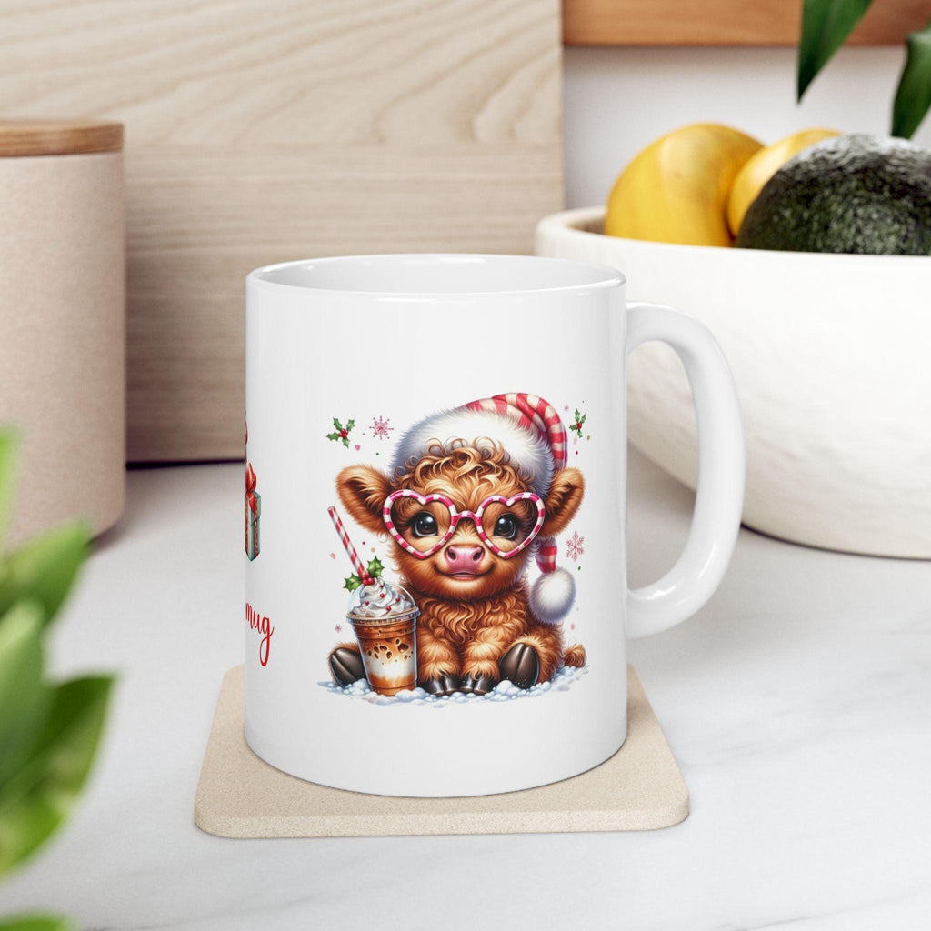 Personalised Highland Cow Christmas Mug, Secret Santa Gift