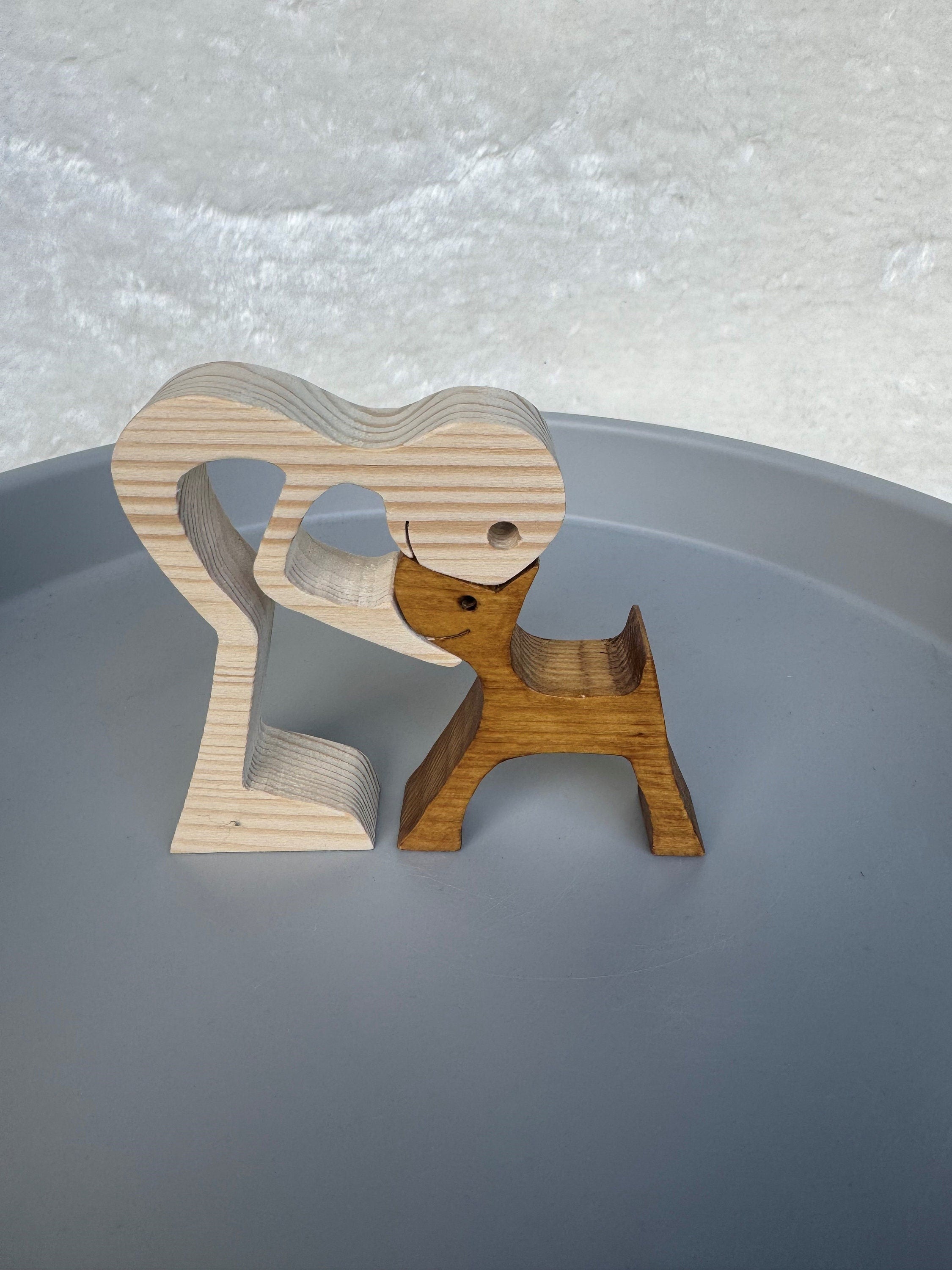 Man and dog, Wooden sculpture, Hand made,  Craftmanship, Animal, Dog, Unique