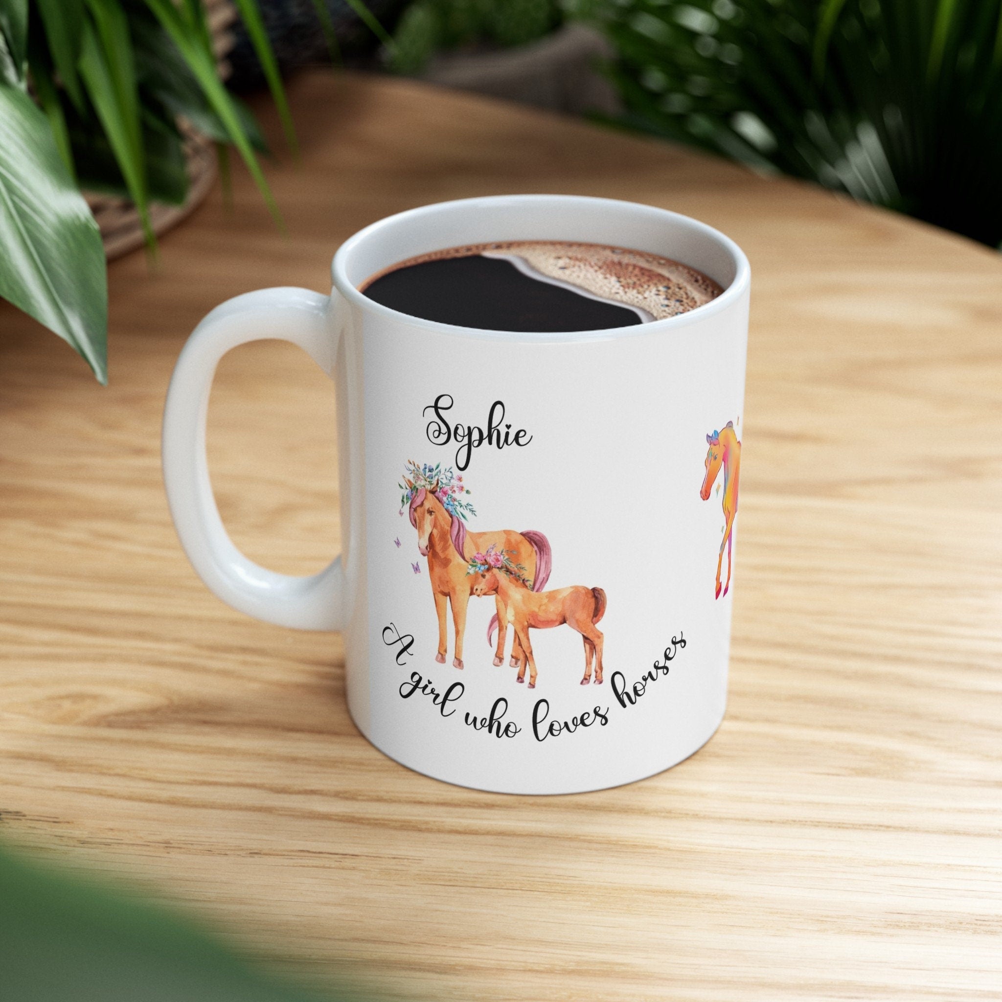 Personalized Horses Ceramic Coffee Mug, Horse Lover Gift