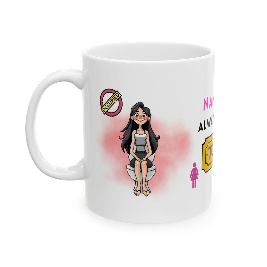Personalised Cartoon Toilet Mug, Funny Secret Santa Gift