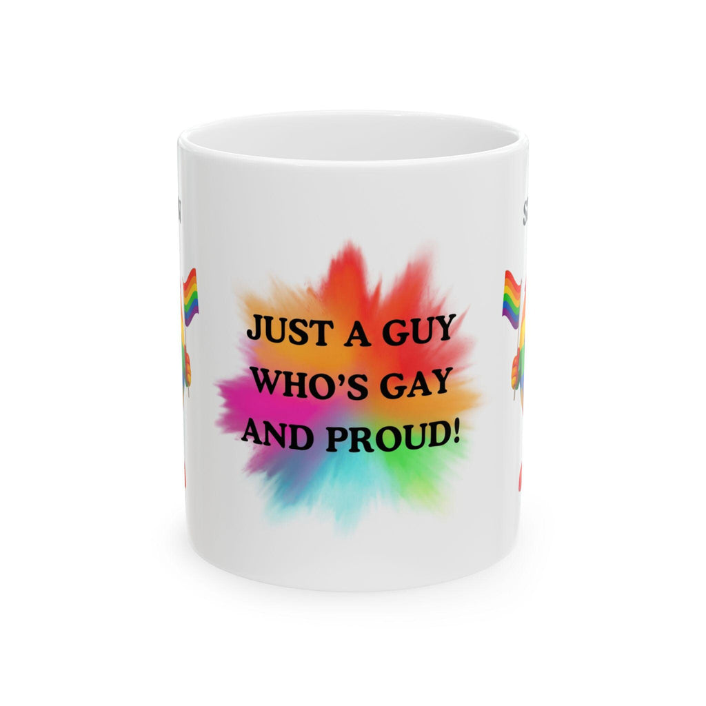 Just a guy who's gay and proud mug: Personalised LGBT Pride Gift