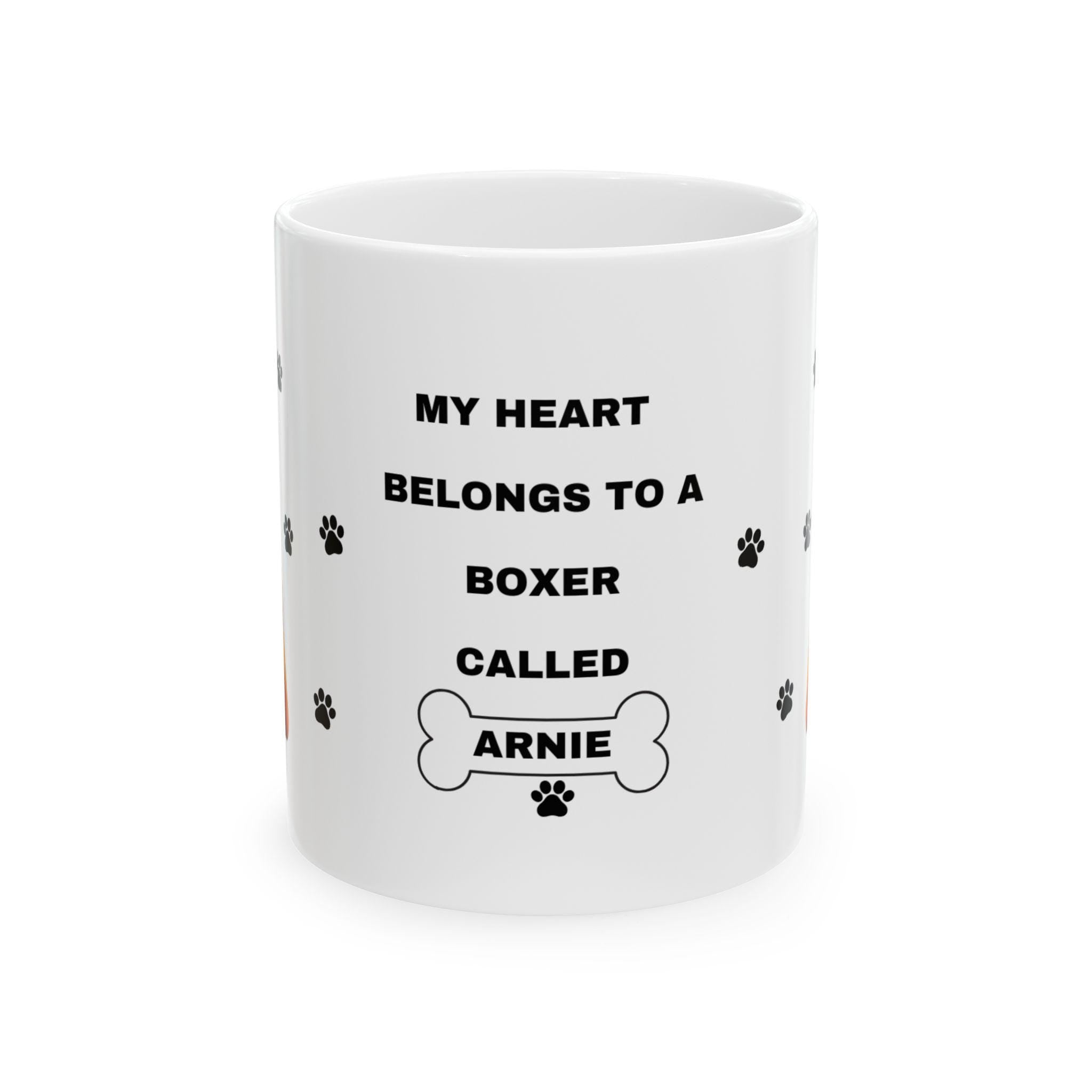 Personalised Boxer Dog Mug: Paw Print Coffee Cup, Dog Lover Gift