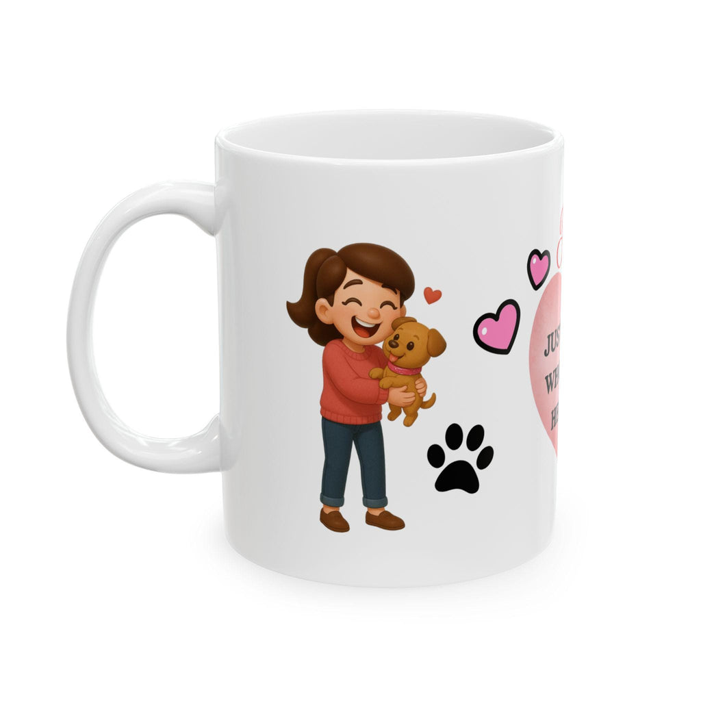Personalized Dog Lover Mug, Girl and Dog Coffee Cup, 11oz Beverage Gift