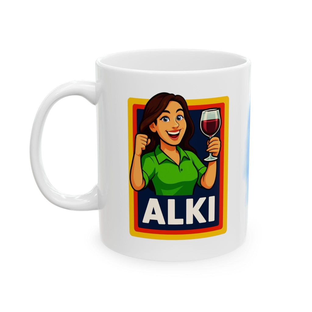 Personalised Alki Alcohol Alcoholic Mug, Funny, Her, Miss, Secret Santa, 11oz Ceramic cup