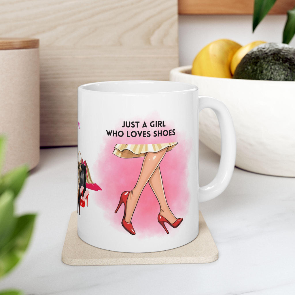 Just a girl who loves shoes Mug: Personalised, retail shopping, shoes.